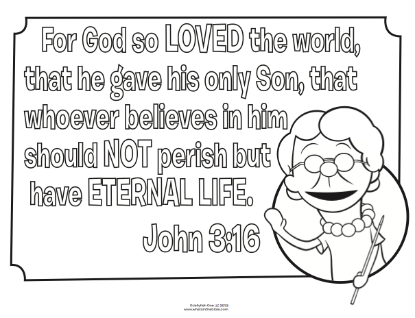 John 316 Bible Coloring Pages What39s in the Bible