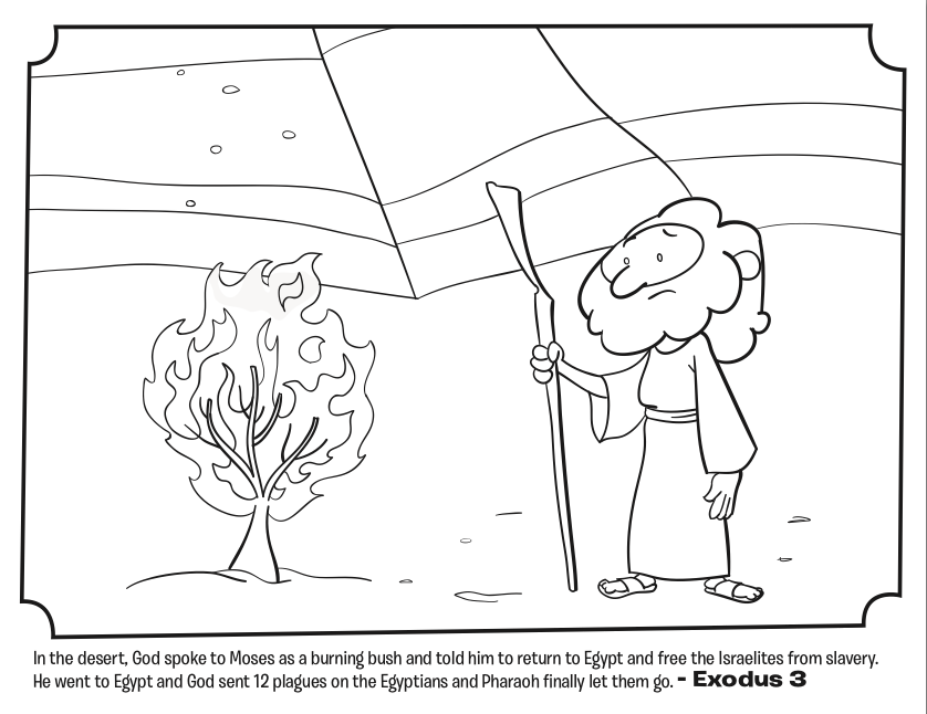 282 Cartoon Moses The Burning Bush Coloring Pages for Adult