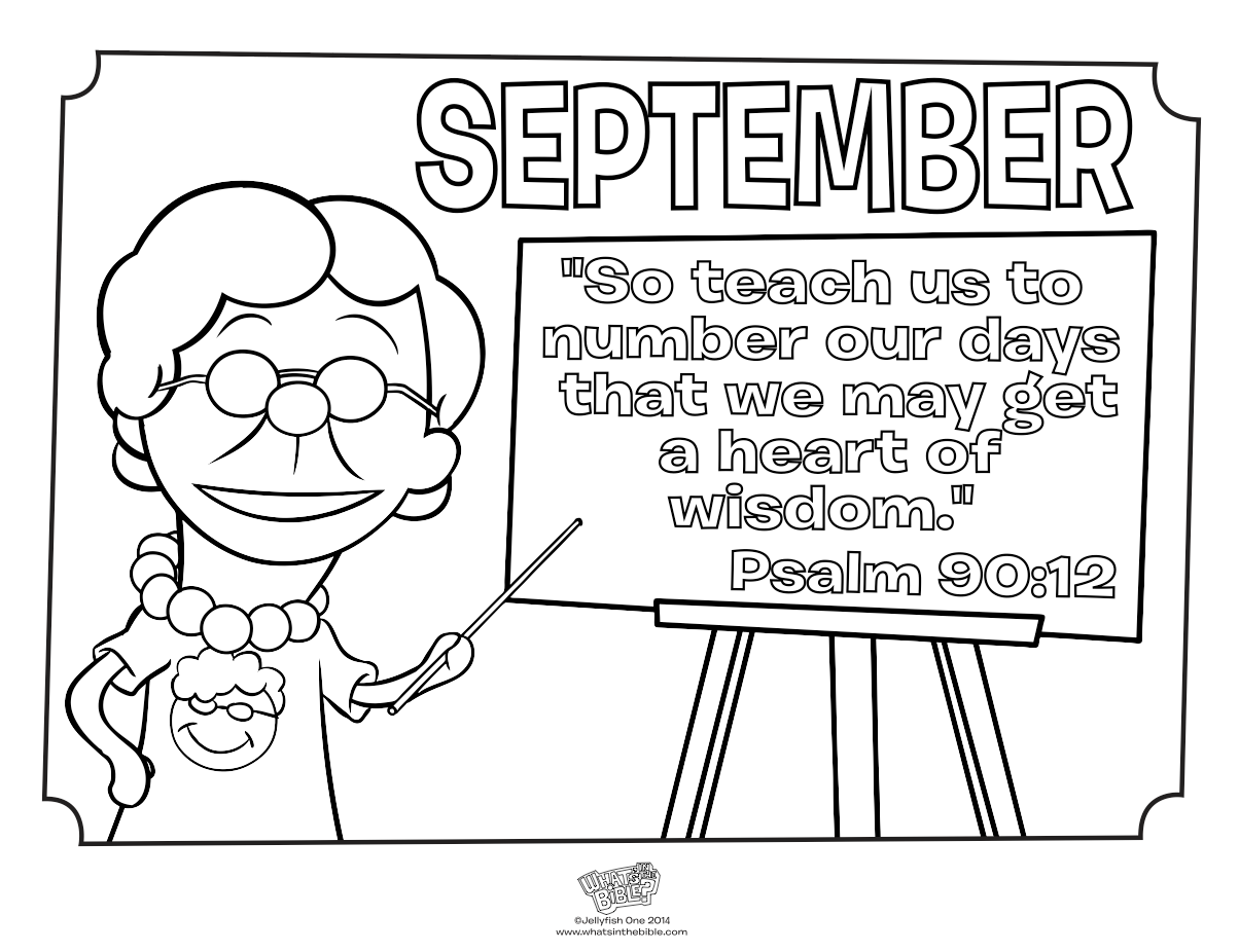 September Coloring Page - Psalm 90:12 - Whats in the Bible